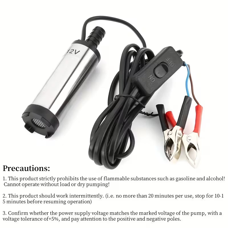 Portable DC12V Submersible Pump – Heavy-Duty, Fast Transfer with On/Off Switch for Marine, Auto & Camping
