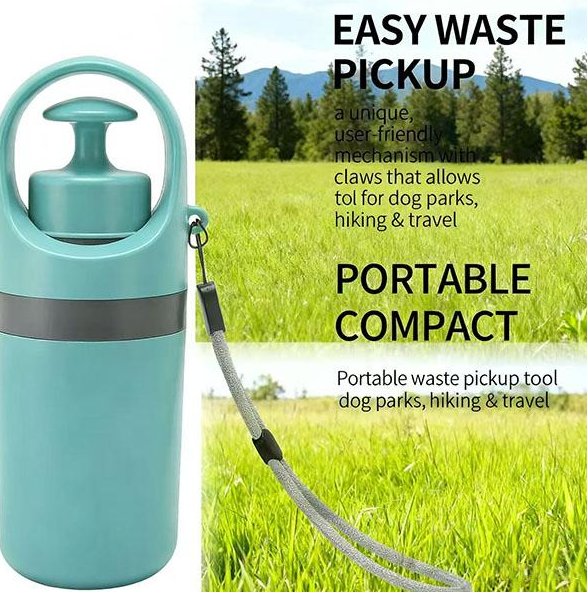 Portable Dog Poop Scooper with Built-in Waste Bag Dispenser, Outdoor Pet Gear for Easy Use