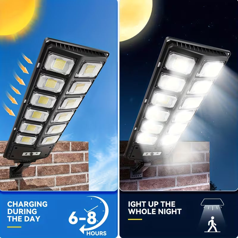 Solar Street Light – 504 LEDs, IP44 Waterproof, Dusk to Dawn for Yard, Deck & Garden