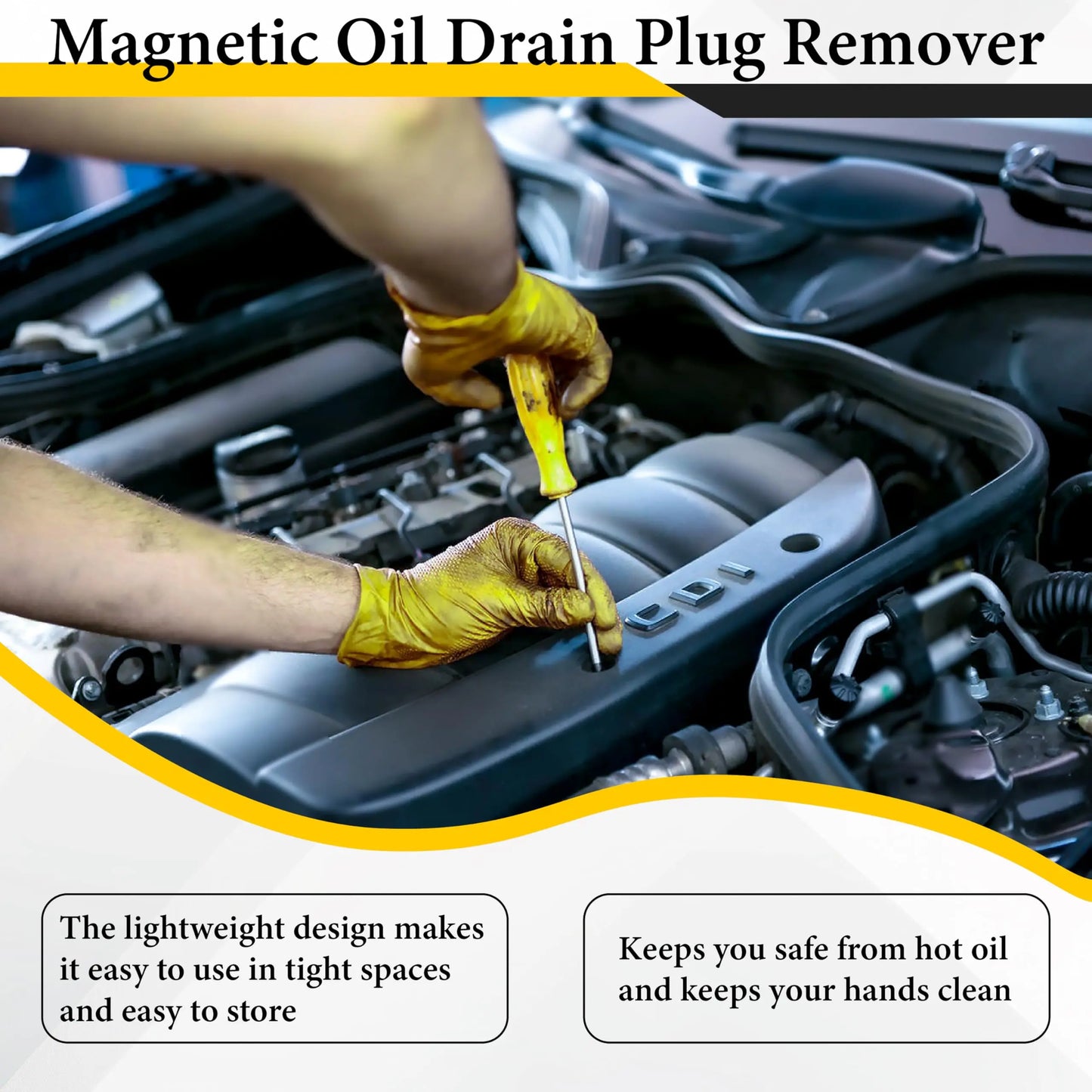 Heavy-Duty Magnetic Oil Drain Bolt Removal Tool - Anti-Scald Flexible Drain Plug Remover for Oil Changes