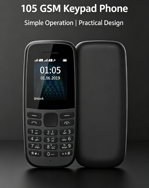 105 Senior Cell Phone – GSM Unlocked, Big Button, Dual SIM, SOS Key, FM Radio & Flashlight for Elderly