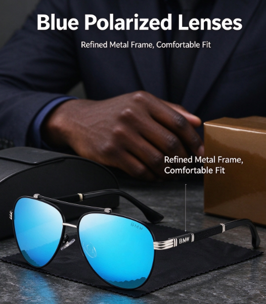 BMW New Men's Polarized Sunglasses - UV Protection Fashion Shades for Driving