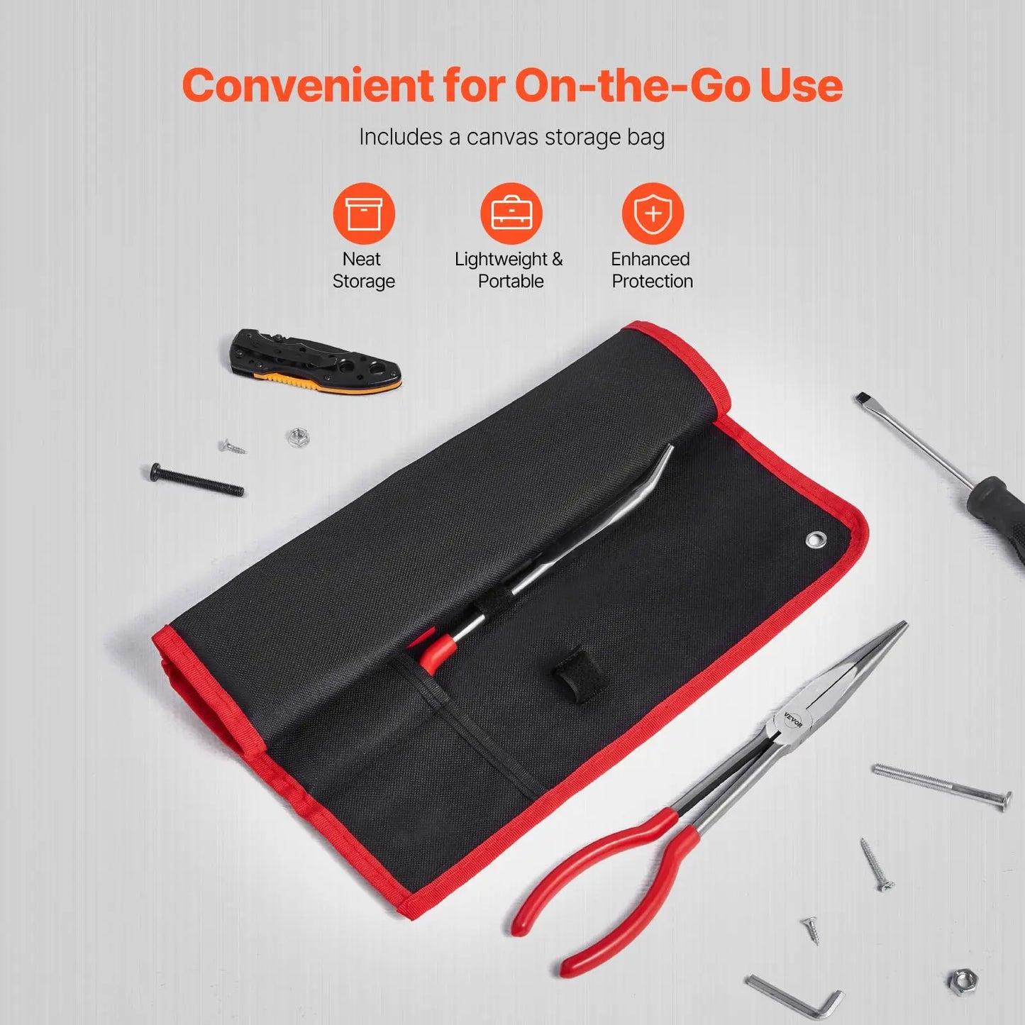 5-Piece 11-Inch Needle Nose Pliers Set - Diagonal Cutting, 45°/90° Bent Nose, Round Nose, Long Nose with Storage Bag