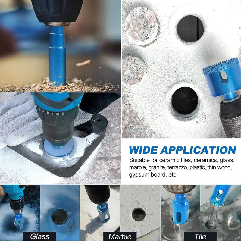 10-Piece Brazed Diamond Hole Saw Kit - Serrated Tile Core Drill Bits with EVA Mold and Hard Storage Bag for Dry Cutting