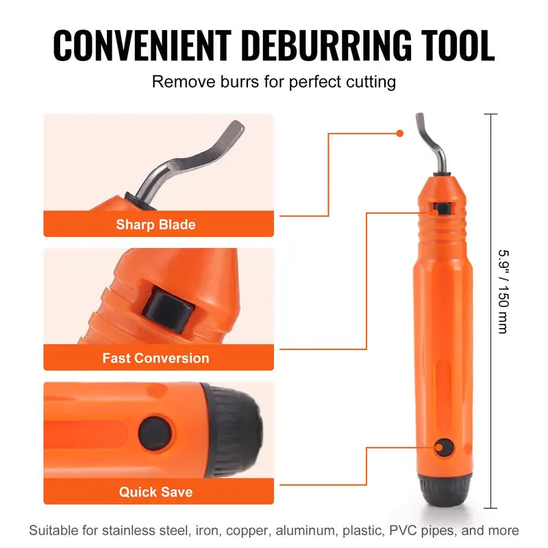 VEVOR 3-Piece Tubing Cutter Set - Heavy Duty Pipe Cutter 3/16"-2" OD, Mini Cutter 1/8"-7/8", Deburring Tool for Stainless Steel, Copper, Aluminum and Plastic