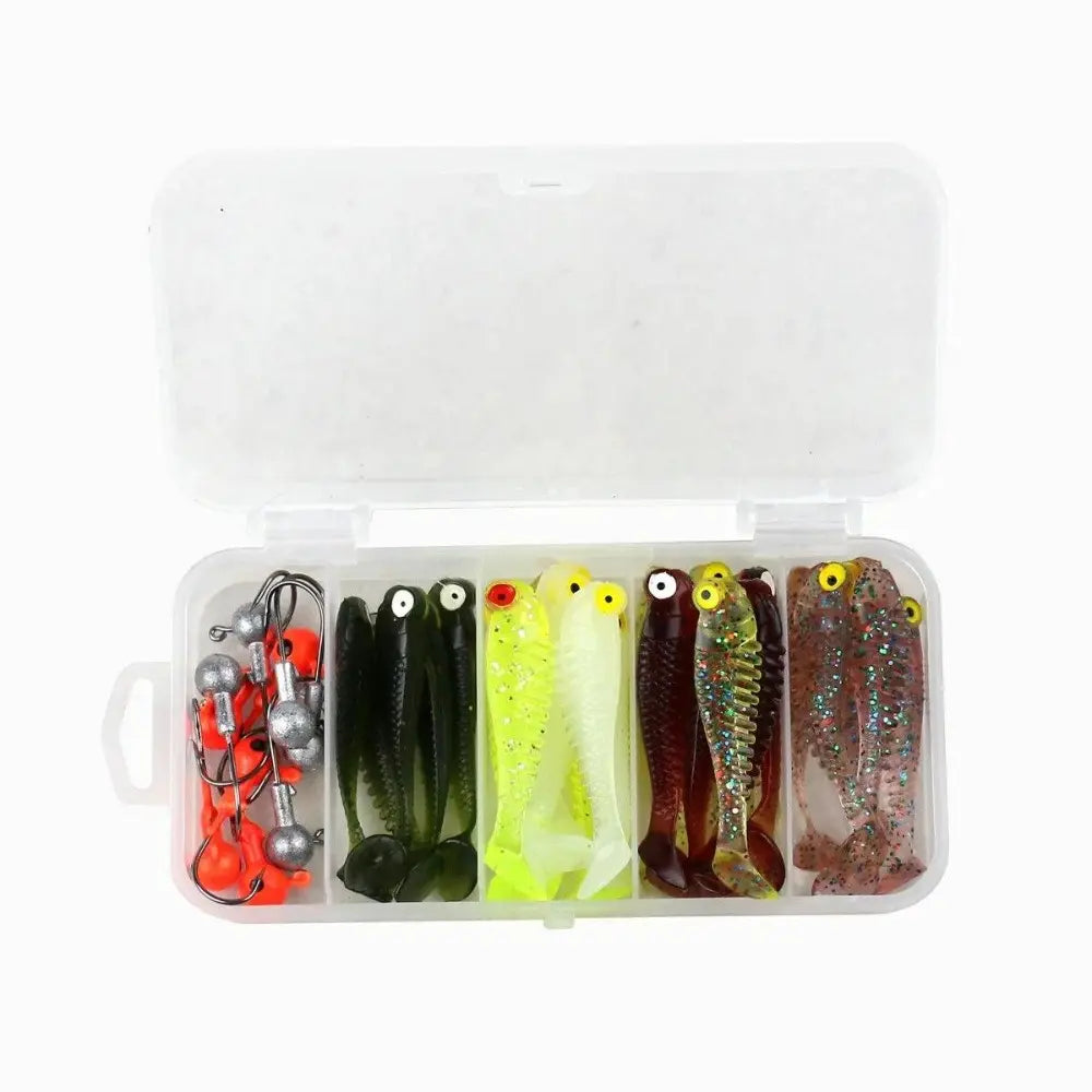 40-Piece Soft Fishing Lure Kit - 5cm Jig Head Hooks with Tackle Box for Pesca Bait Fishing