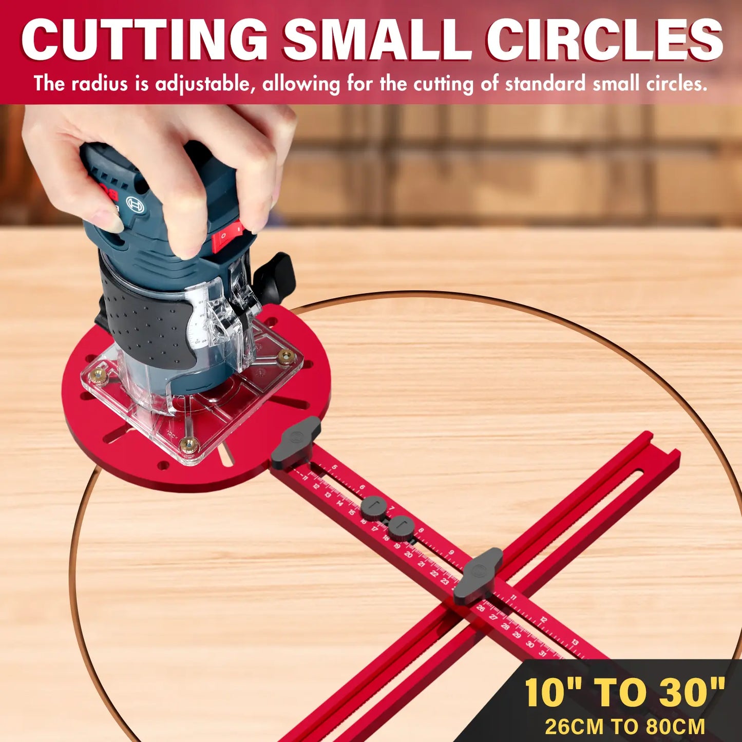 4-in-1 Router Milling Groove Bracket – Adjustable Aluminum Alloy Guide, Cuts Large Circles 10–58 Inches, Woodworking Tool