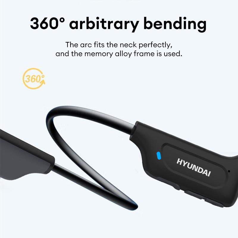 HYUNDAI G06 Black Bone Conduction Neckband Wireless Earphones Bluetooth 5.4 Waterproof Sports Headphones