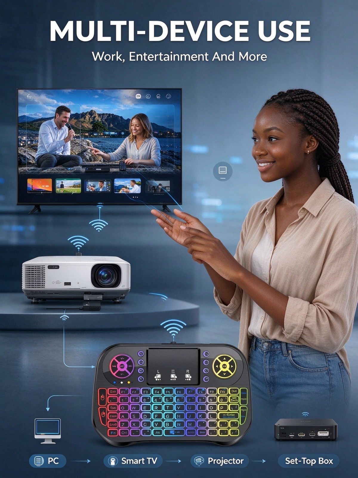 New i8 Mini Wireless Keyboard and Air Mouse Remote - Rechargeable Fly Mouse for TV Box and PC