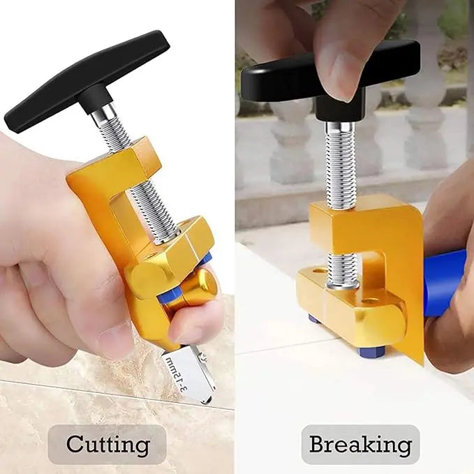2-in-1 Glass Tile Cutter with Extra 2 Blades - Heavy Duty Cutting Tool for Glass, Mirror, Ceramic and Glazed Tiles