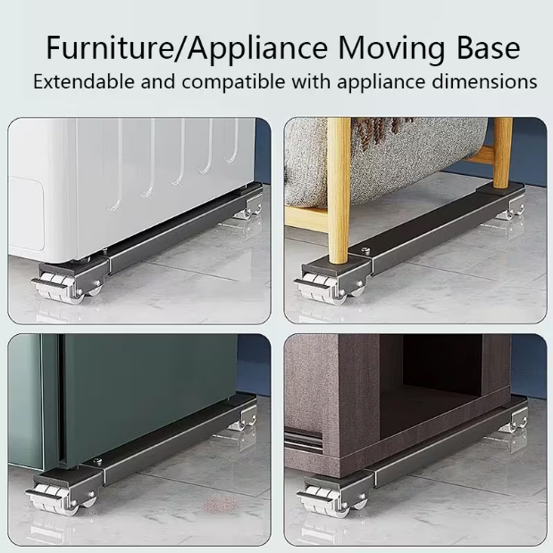 Adjustable Refrigerator & Washing Machine Heightening Base – 800 lbs Load Capacity, 24 Silent Locking Casters & Expandable Stand, for Moving Home Appliances & Furniture