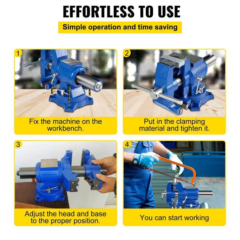 【Summerfinds】VEVOR 5" Heavy Duty Bench Vise Double Swivel Rotating Vise Head/Body Rotates 360°,Pipe Vise Bench Vices 30Kn Clamping Force,for Clamping Fixing Equipment Home or Industrial Use