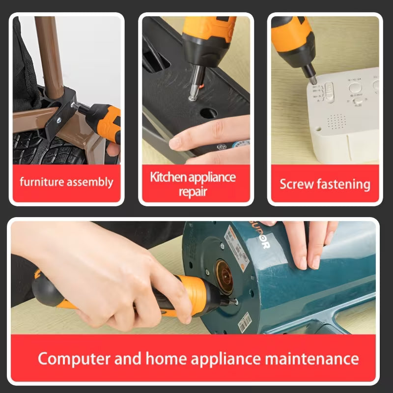 Electric Screwdriver – Rechargeable, Straight Handle, USB Charging with Torque Adjustment