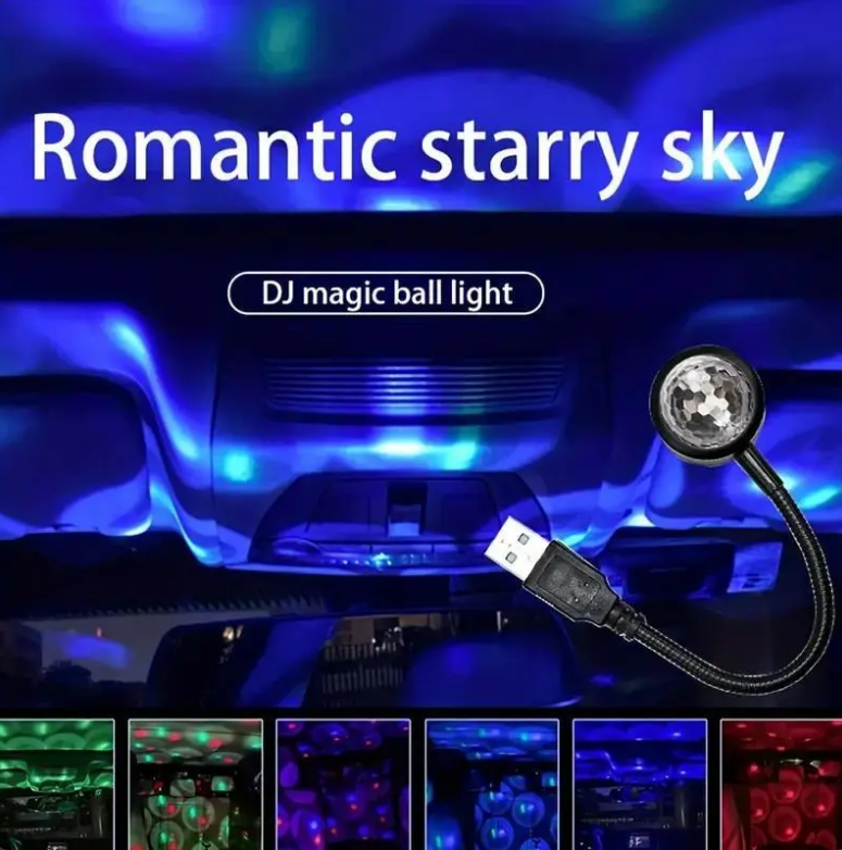 Buy 1 Get 1 Free USB Car Music Rhythm Projector Light, LED Magic Ball Light for Car Interior Decor, Party Atmosphere Light
