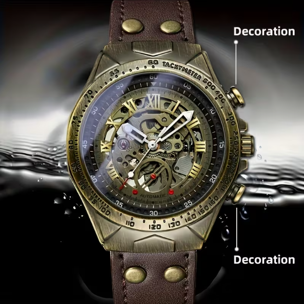 Men's Automatic Skeleton Mechanical Watch – Business & Sport Style, Retro Sci-Fi Design, Elegant Stable Movement