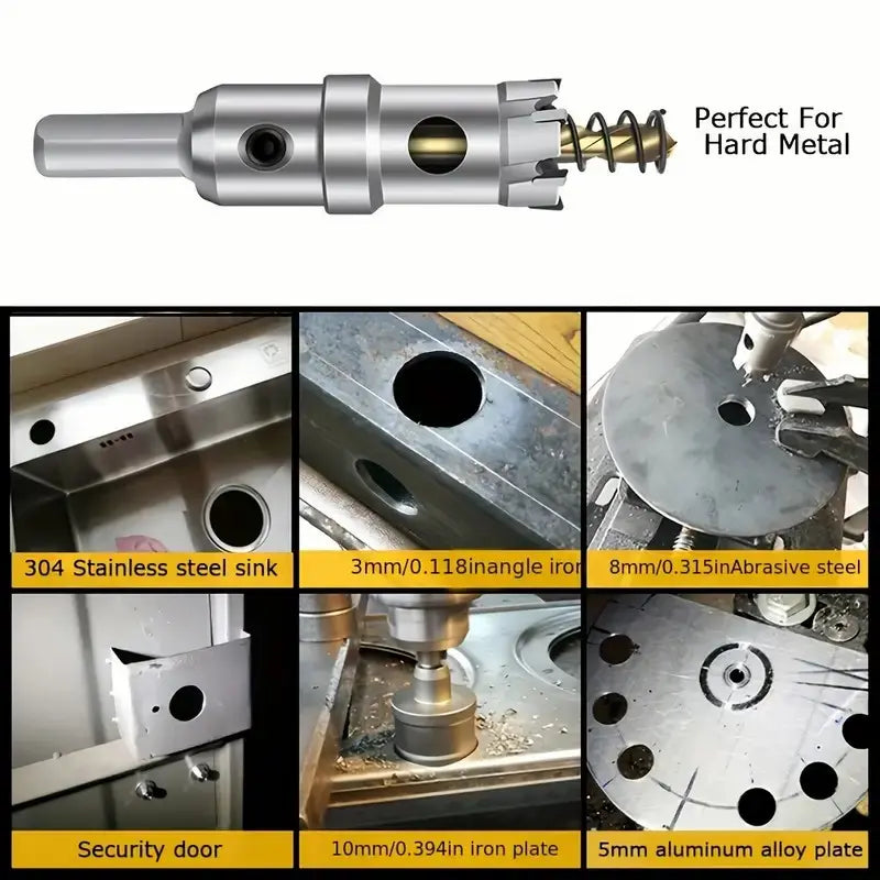 8-Piece TCT Carbide Drill Bit Set with Screw Extractor Bits - Power Tool Accessories for Metal, Stainless Steel and Iron Plates