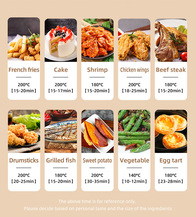 8L Air Fryer, Large Capacity Multifunctional for Household Use, Visual Flip-Free Design