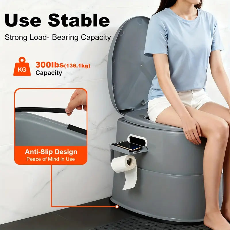Extra Large Portable Toilet for Adults - Detachable Inner Bucket, Removable Paper Holder, Lightweight and Compact for Camping, Boat, Van and Emergency Use