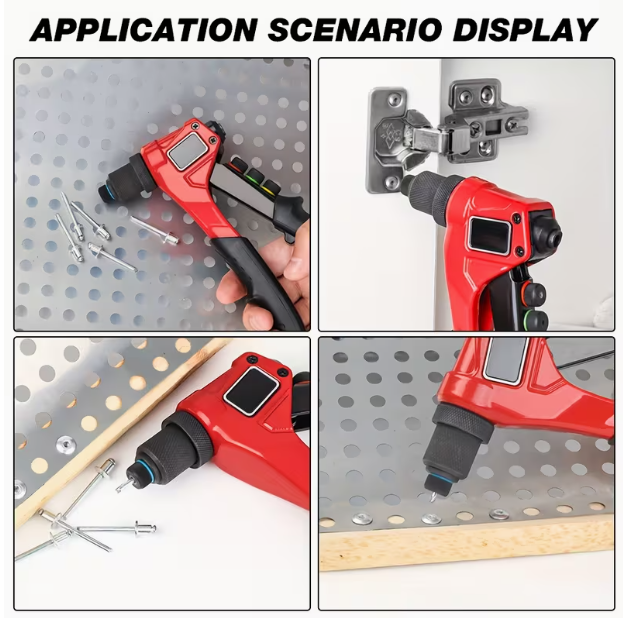 4-in-1 Manual Rivet Gun Set – 2.4-4.8mm, 4 Replaceable Heads, 80 Rivets Included, for Plastic, Metal & Leather, One-Hand Operation