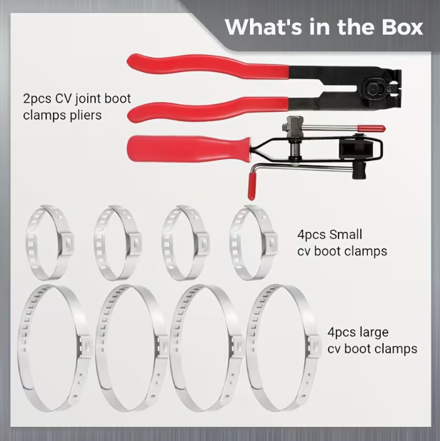 10-Piece CV Joint Clamp Tool Set – Includes Ear Clamp Pliers & Pipe Connection Tools, for Most Automotive Joint Shoe Clamps