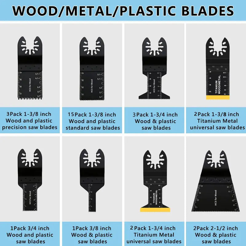 Oscillating Saw Blades Set – 98pcs Oscillating Tool Blades Accessories with Sandpaper – Multifunctional Electric Tool Saw Blade Replacement Kit