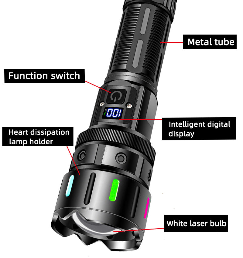 Long-Lasting High-Brightness Rechargeable Flashlight, Zoom & Long-Range Tactical Torch for Outdoor & Emergency Lighting