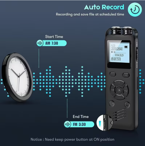 Mini Voice Recorder with Screen & External Speaker – 32GB Storage, Voice-Activated Recording, Long Battery Life, MP3 Playback, for Students, Business & Meetings
