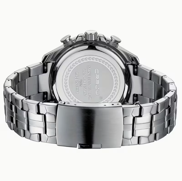 Men's Quartz Chronograph Wristwatch with Stainless Steel Strap – Classic Business & Casual Style
