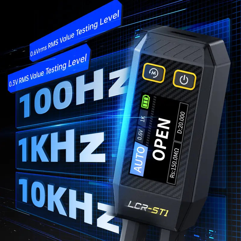 Smart Digital Tweezer Tester – Measures Resistance, Capacitance, Inductance & Diode, 3 Test Frequencies, 2 Test Voltages, Portable Multifunctional Instrument
