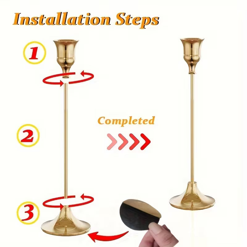 12Pcs Metal Bell Candle Holders – Brushed Gold, for Christmas, Weddings & Banquet Centerpieces (Candles Not Included)
