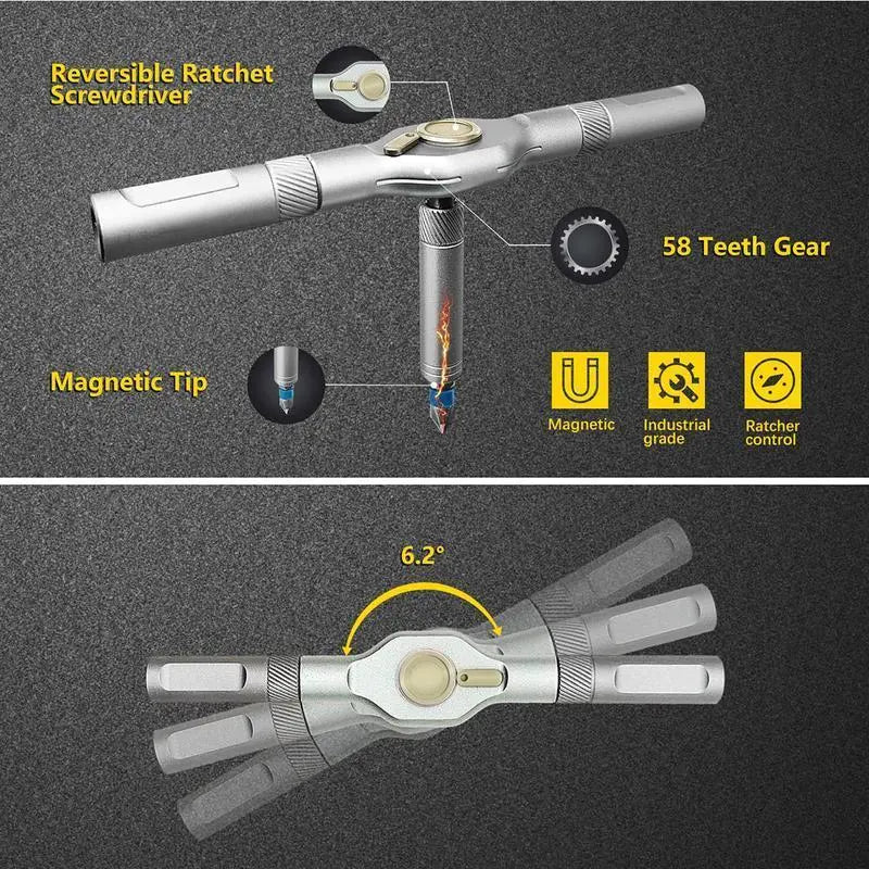 24-in-1 DIY Screwdriver Set - Switchable Shape Magnetic Ratchet Screwdriver with Portable Tool Box