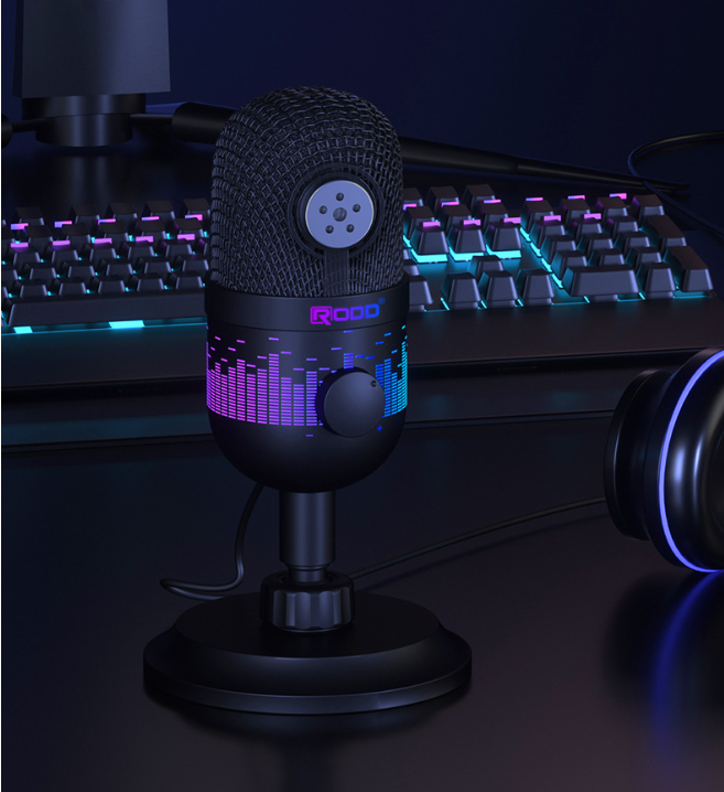 USB Gaming Microphone – Plug & Play, RGB Light, One-Click Mute, Noise Reduction, Volume Gain, Compatible with PC, Mac, PS4/PS5, Ideal for Podcast, Streaming & Recording