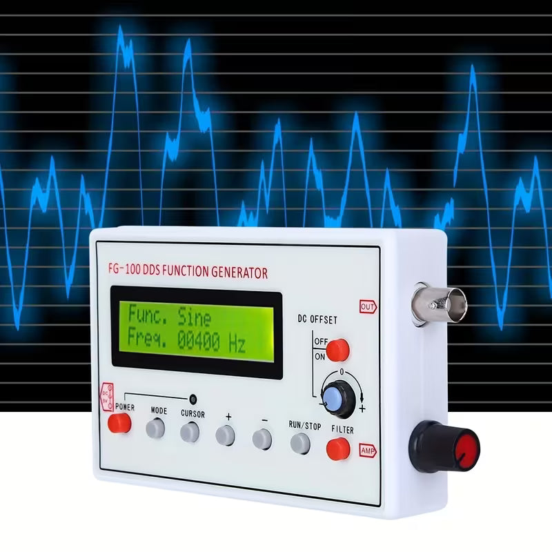 FG-100 DDS Signal Generator – 1Hz to 500KHz, USB Powered, Sine/Square/Triangle/Sawtooth Waves
