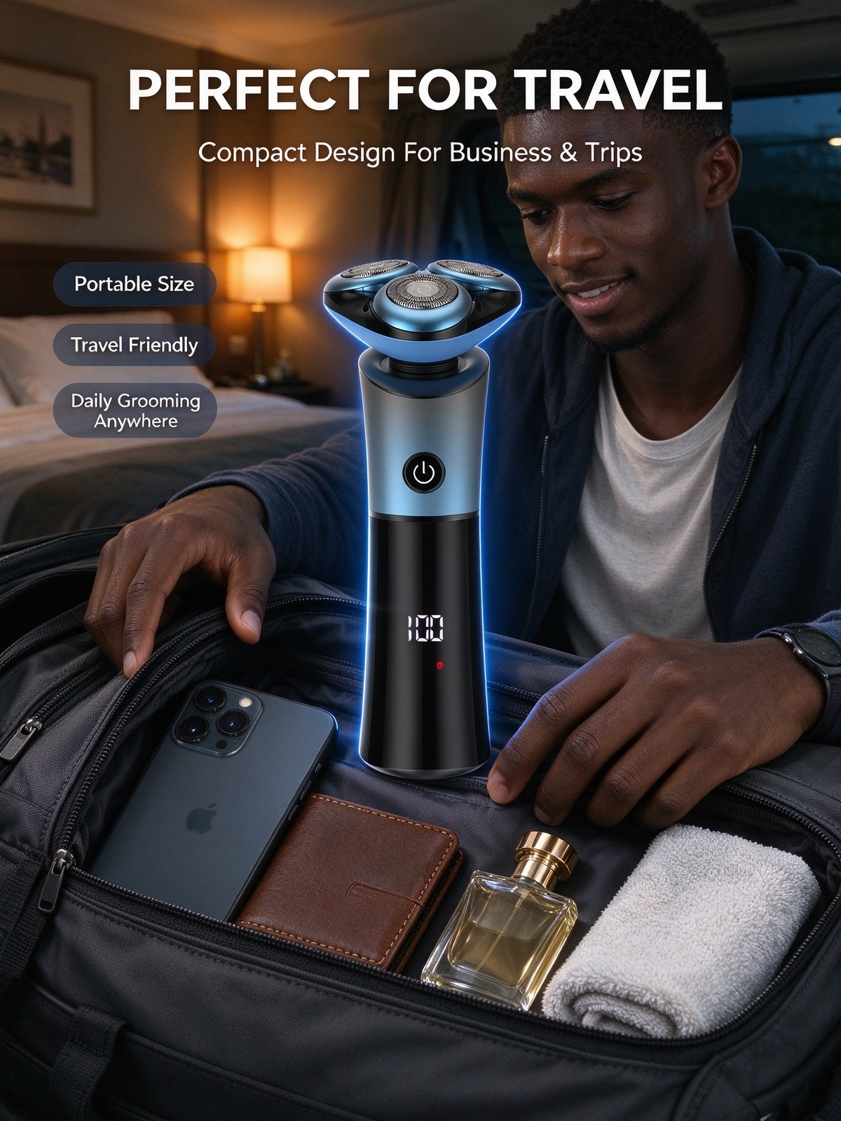 Electric Rotary Shaver - Smart 3D Floating Head, Fully Washable, USB Rechargeable Men's Beard Razor