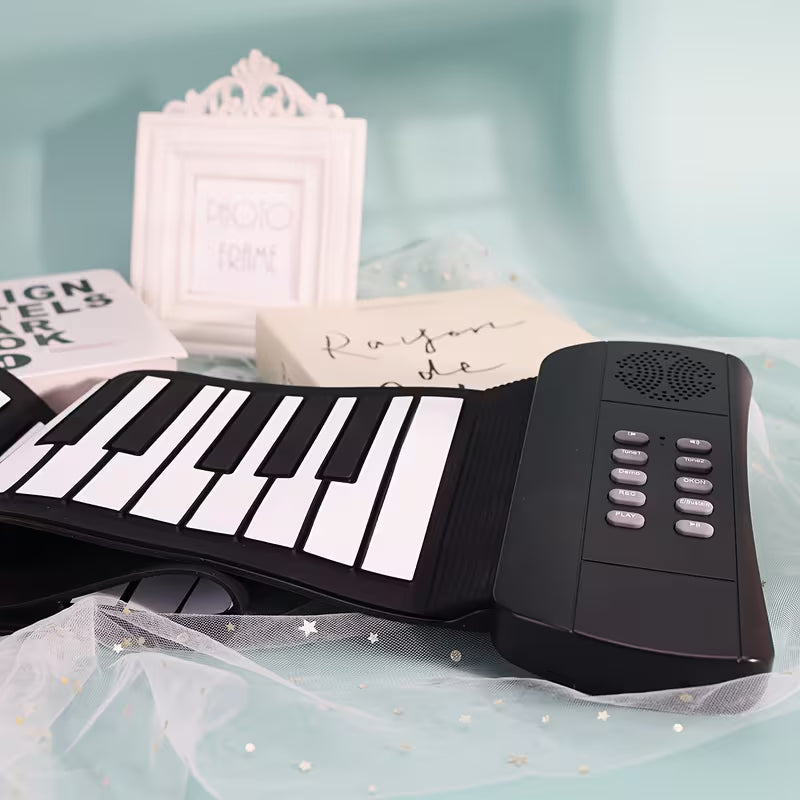 61-Key Hand-Rolled Piano – Beginner Electric Piano, USB Powered, Portable with Silicone Keys