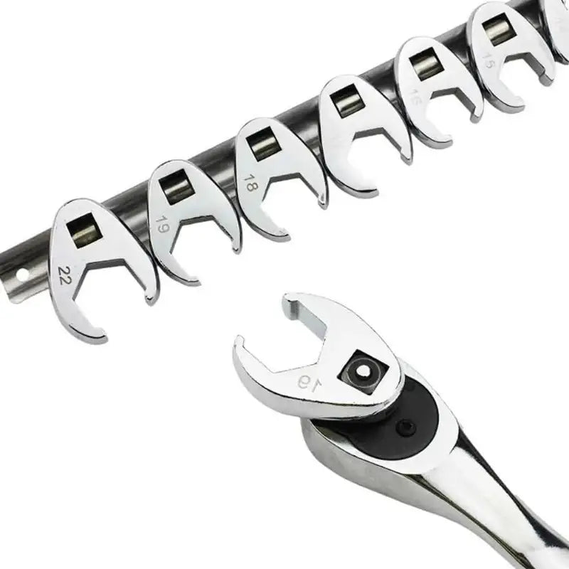 3/8" Drive Crowfoot Wrench Set – Metric & SAE, Dual-Use Socket Wrench Heads, Professional Hand Tool for Home & Office