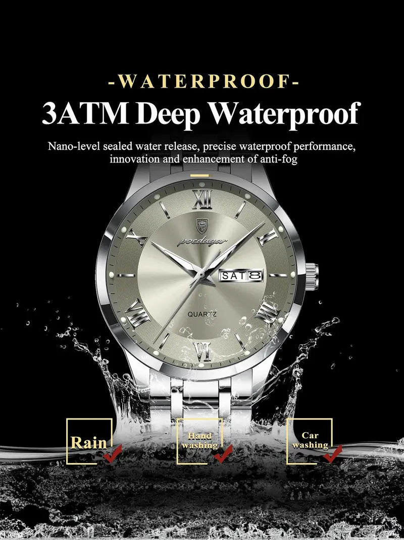 Men's Round Dial Analog Quartz Watch – Business & Party Style, Trendy All-Match, Birthday Gift Idea