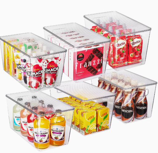 Cash on Delivery – 6 Pack Clear Stackable Storage Bins with Lids, Large Plastic Containers with Handle for Pantry Organizer and Storage – Perfect for Bathroom, Cabinet, Kitchen, Fridge, Closet Organization