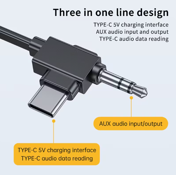 Bluetooth 5.4 Intelligent Audio Adapter – 2-in-1 Transmitter & Receiver, Type-C, Long Battery Life, LED Display, Low Latency, Dual Device Connection, 3-in-1 Data Cable, Grooved Handle, Ultra-Portable