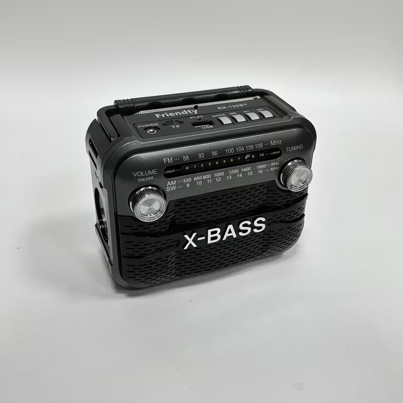 RX-125BT Portable Radio – FM/AM/SW1-6/USB/TF/BT, 3W Output, 800mAh Battery with Flashlight