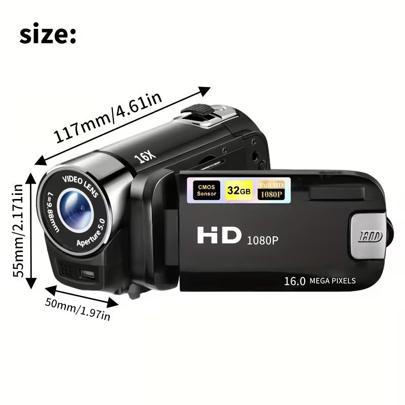 Latest 270° LED Flip Screen Digital Camera, 16x Zoom, 1080P Full HD, 2.7" Display, HD Wide Angle Lens for Outdoor Shooting