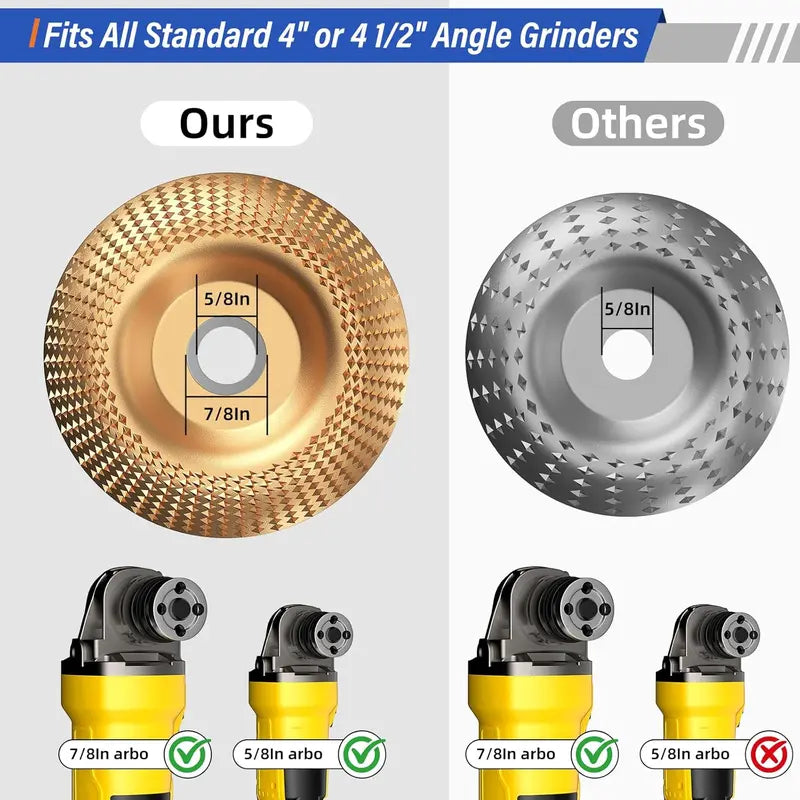 11-Piece Wood Carving Disc Set for Angle Grinder - 5/8" Adapter, Grinding Wheel for Cutting, Shaping and Sanding