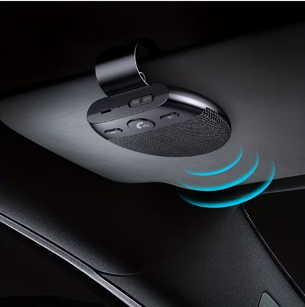 V5.0 Wireless Car Speakerphone Kit – Hands-Free Sun Visor Music Player with Microphone
