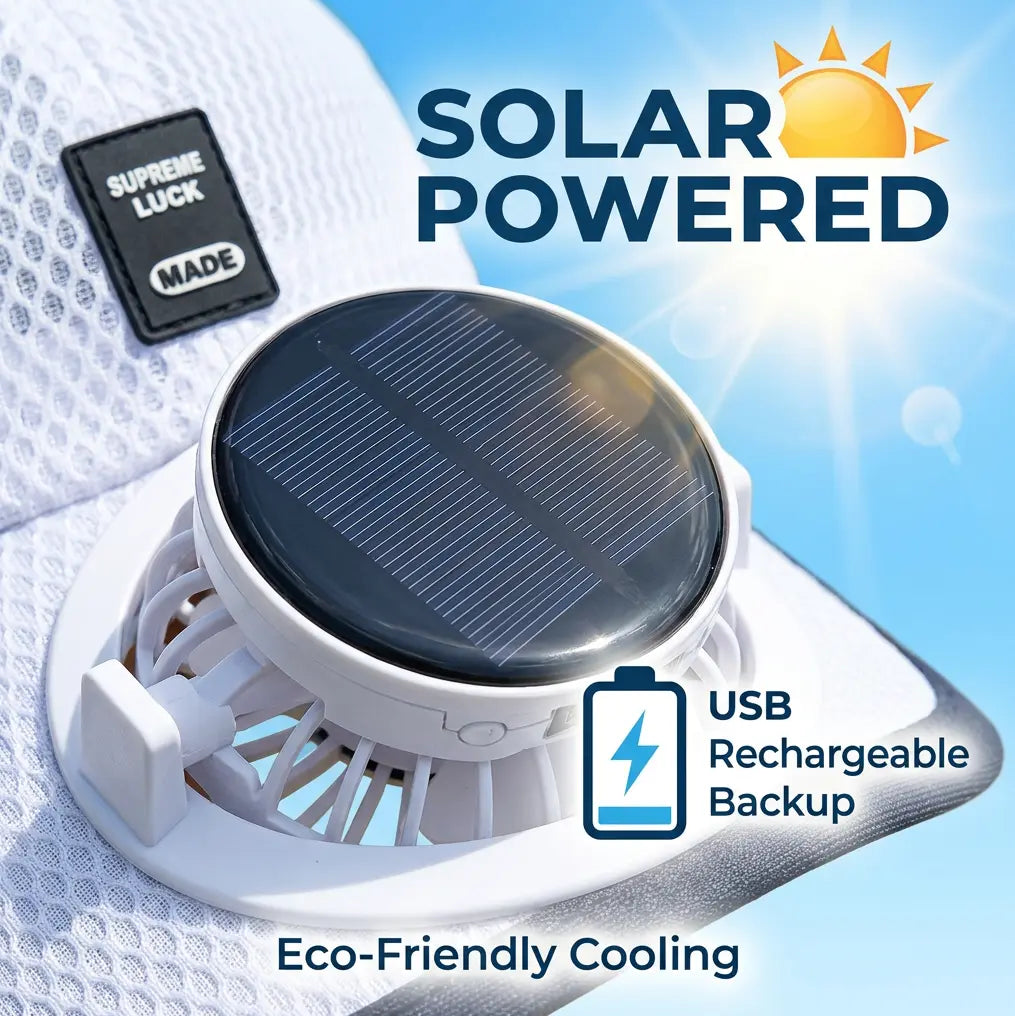 3-Pack Solar Powered Fan Sun Hat - Wide Brim Cooling Cap with Built-In Fan, Breathable Outdoor Summer Hat for Gardening, Fishing, Camping and Travel