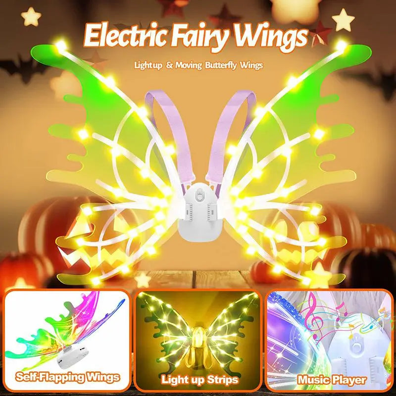 LED Light Up Butterfly Wings - Battery Powered Colorful Glowing Wings for Party, Festival and Holiday Props (Batteries Not Included)