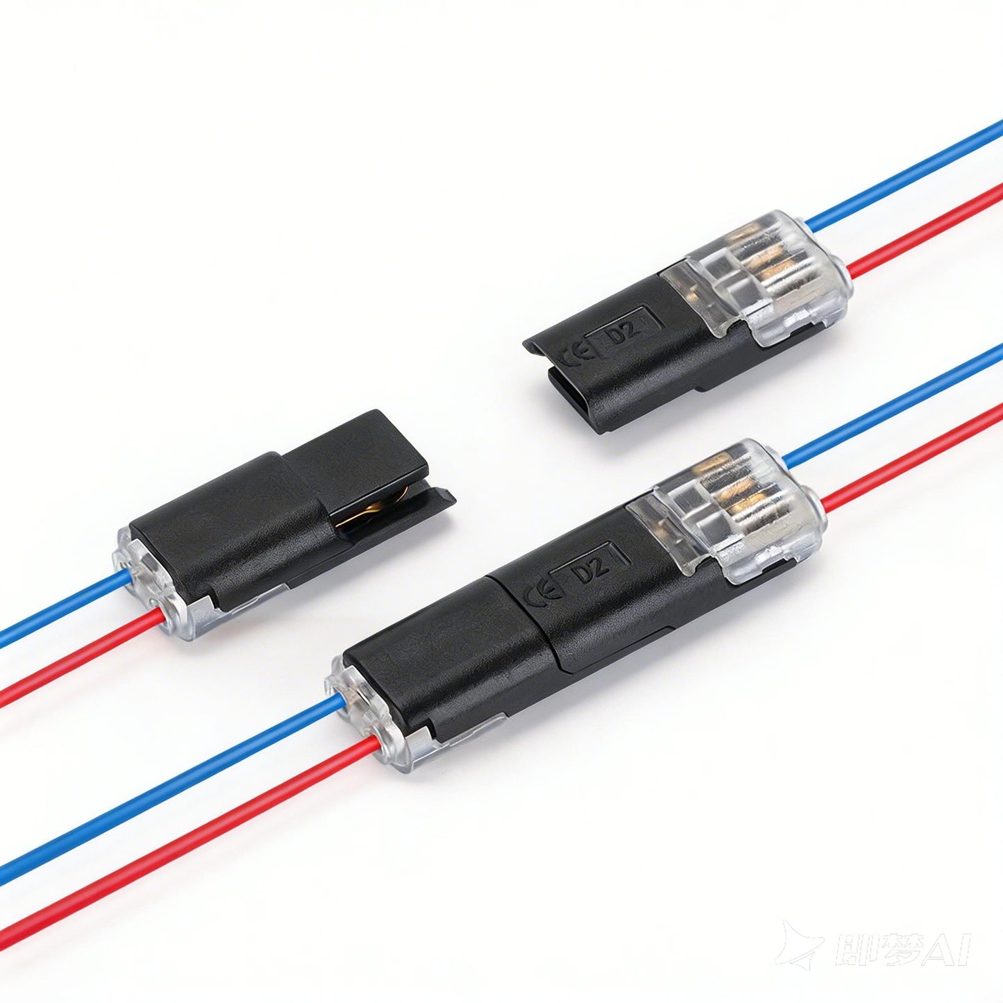 60Pcs 2 Pin Double-Wire LED Strip Connectors with Locking Buckle Low Voltage Fast Connect Plugs for Automotive & Strip Light Wiring