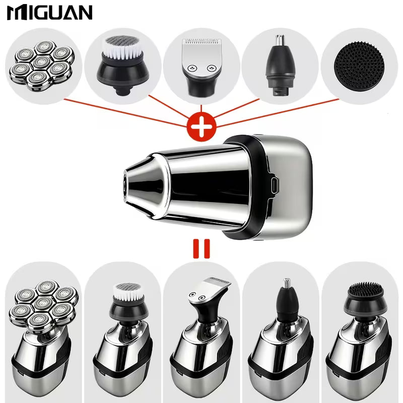 Men's 9-in-1 Grooming Kit – USB Rechargeable Head Shaver, Clipper, Nose Trimmer & Cleanser for a Clean, Confident Look