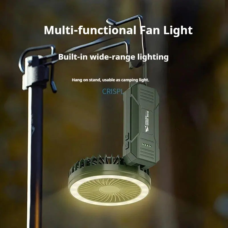 3-in-1 Multifunctional Camping Fan – 4000mAh Battery, LED Indicator, 4 Speeds, Foldable, Waterproof, with Hook for Outdoor Use