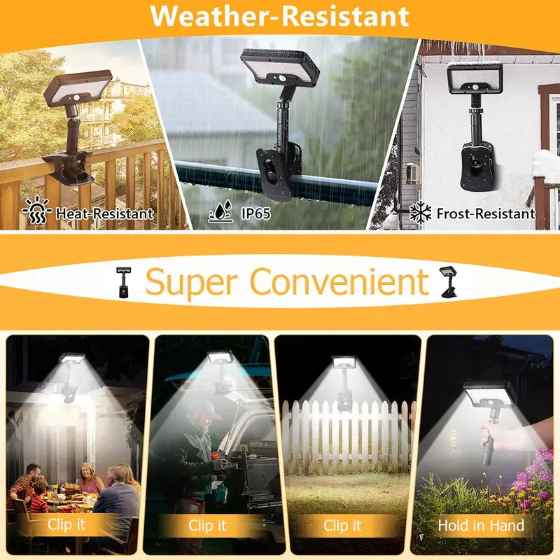 2-Pack Outdoor Solar Clip-On LED Lights - Ultra-Bright Motion Sensor Pathway and Wall Lamp for Garden and Patio