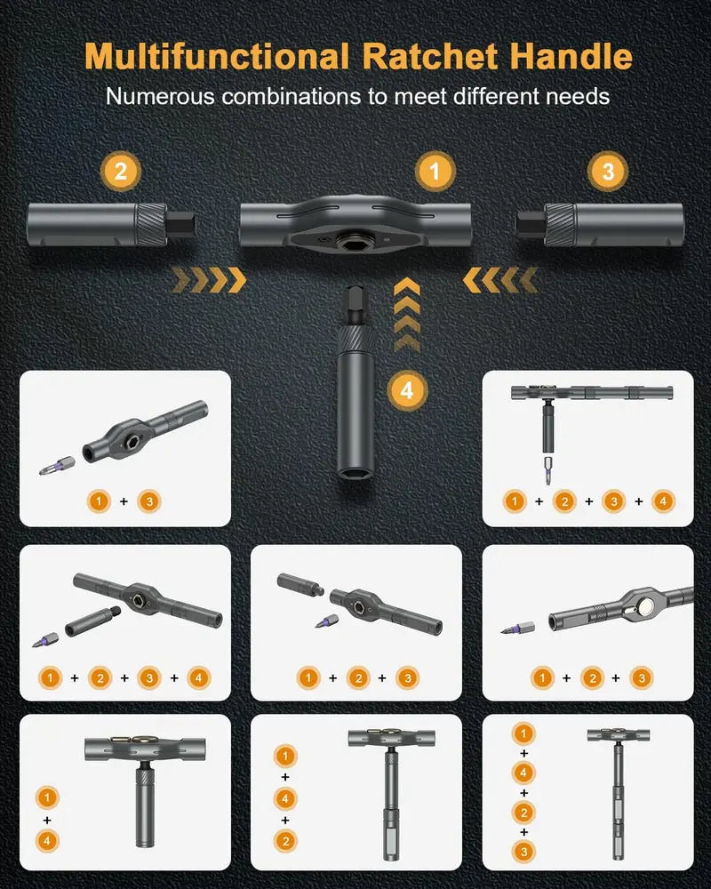 43-in-1 Screwdriver Set with Detachable Ratchet Handle – Multi-Purpose DIY Repair Kit for Computer, Phone, Watch & Glasses, Includes Tool Box & Torx Screw Extractor